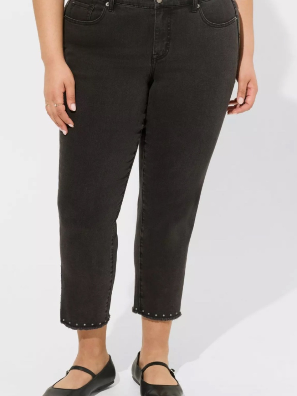 torrid Black Stud-Embellished Ankle Crop Jeans